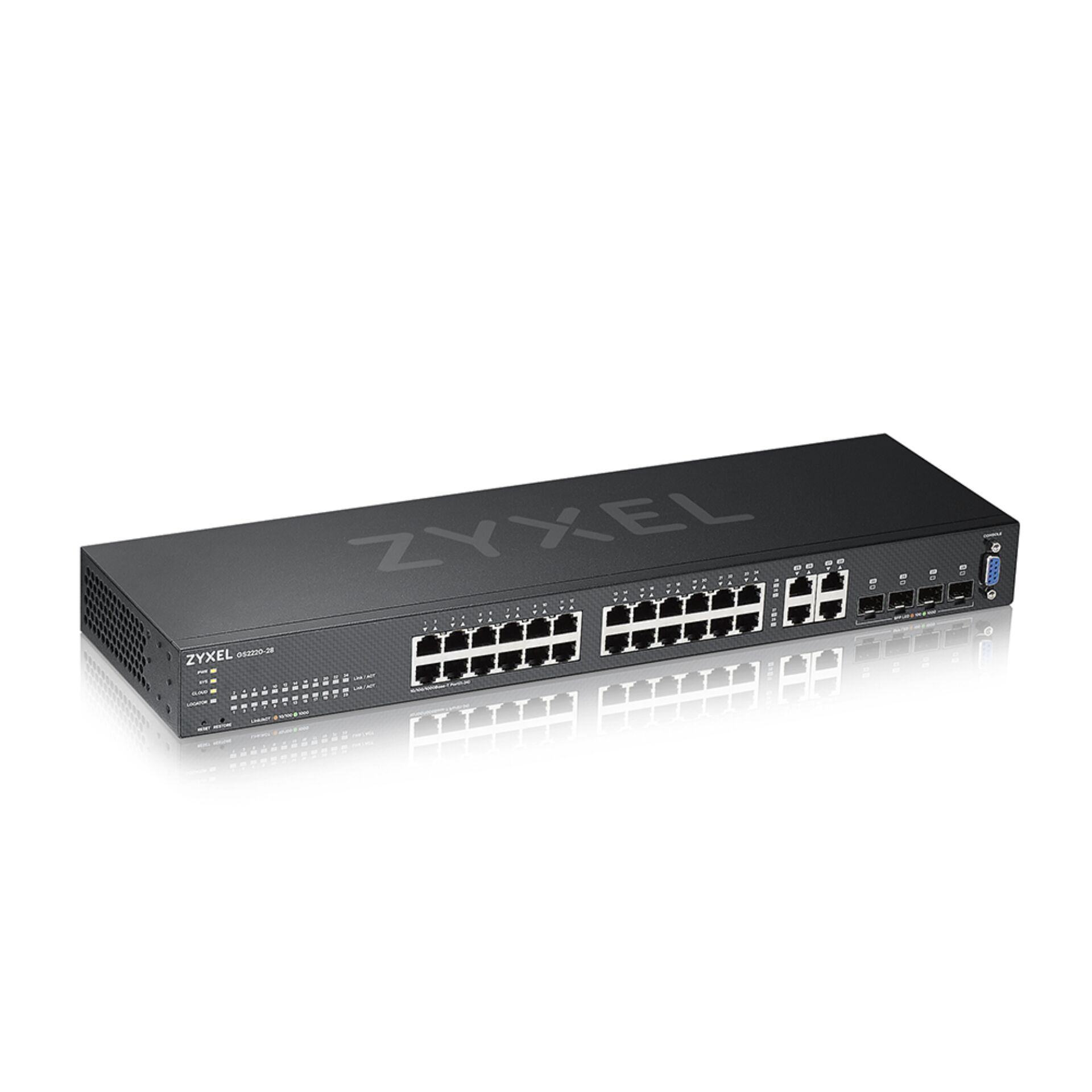 ZyXEL GS2220 Rackmount Gigabit Managed Switch, 24x RJ-45, 4x RJ-45/SFP, Backplane: 56Gb/s