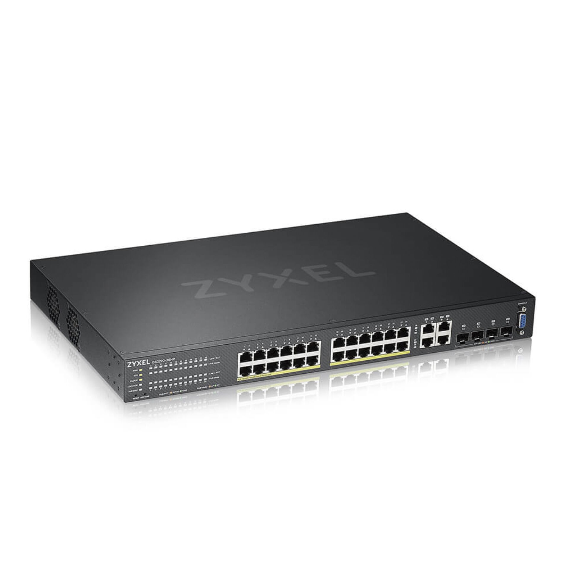 ZyXEL GS2220 Rackmount Gigabit Managed Switch, 24x RJ-45, 4x RJ-45/SFP, 375W PoE+, Backplane: 56Gb/s, Metallge.