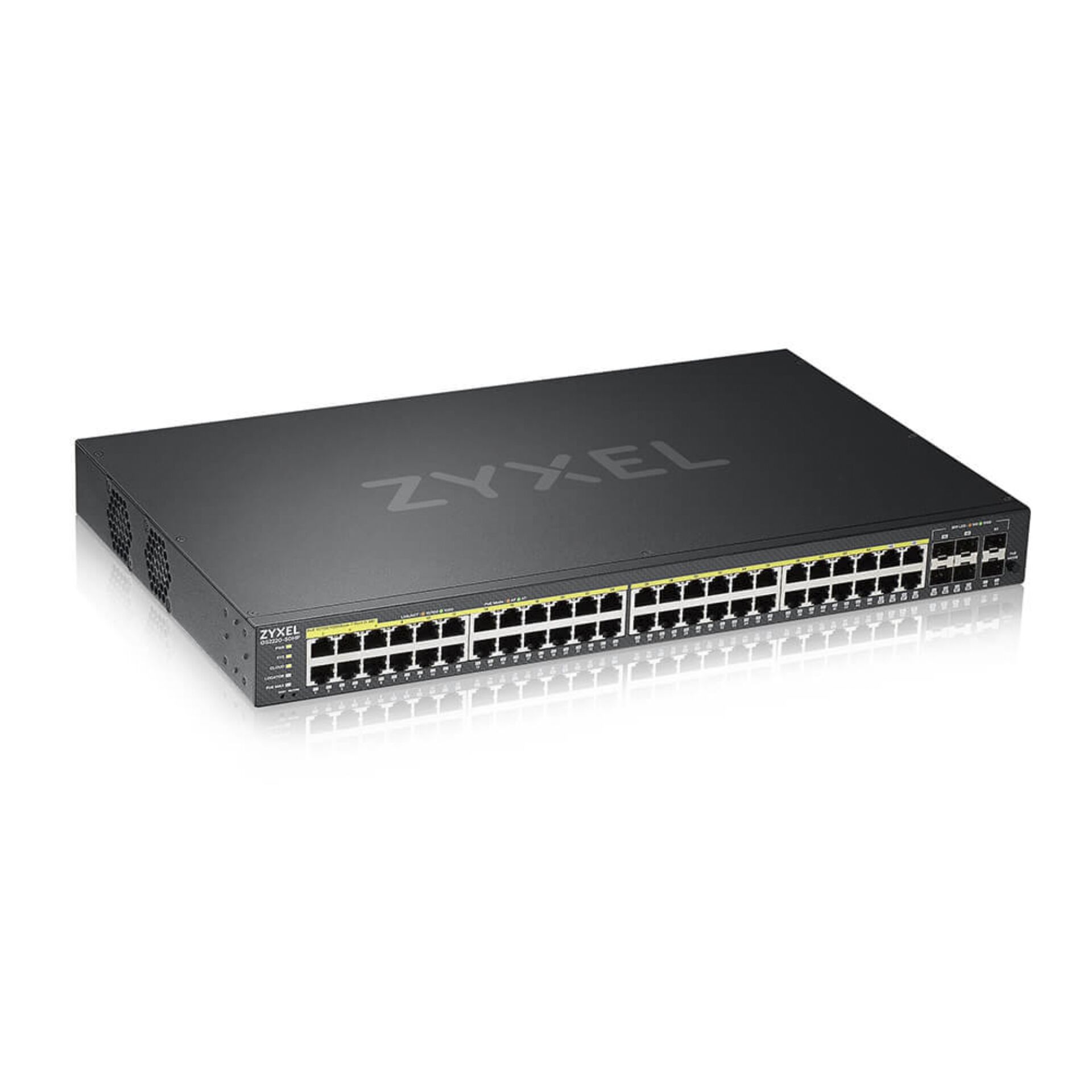 ZyXEL GS2220 Rackmount Gigabit Managed Switch, 44x RJ-45, 4x RJ-45/SFP, 2x SFP, 375W PoE+, Backplane: 100Gb/s