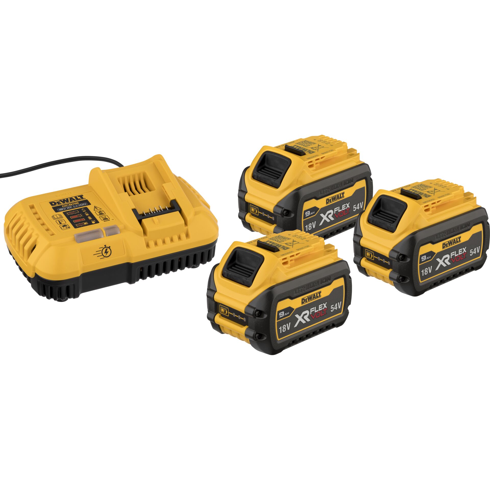 DeWalt DCB118X3 54V XR FlexVolt Starterset 18/54V, 9.0Ah, Li-Ionen