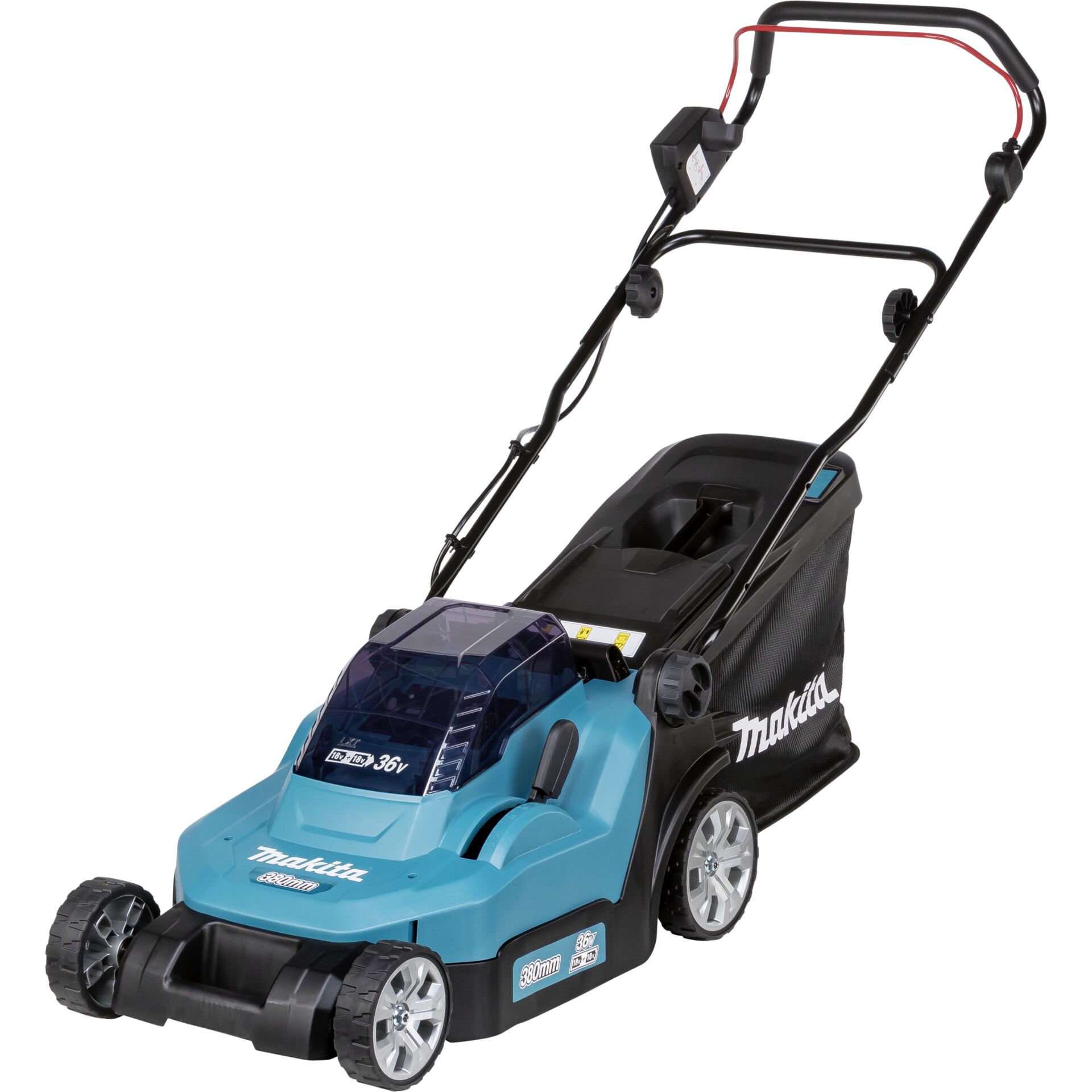 Makita DLM382CM2 Rasenmäher Rasenmäher mit Radantrieb Akku Schwarz, Blau