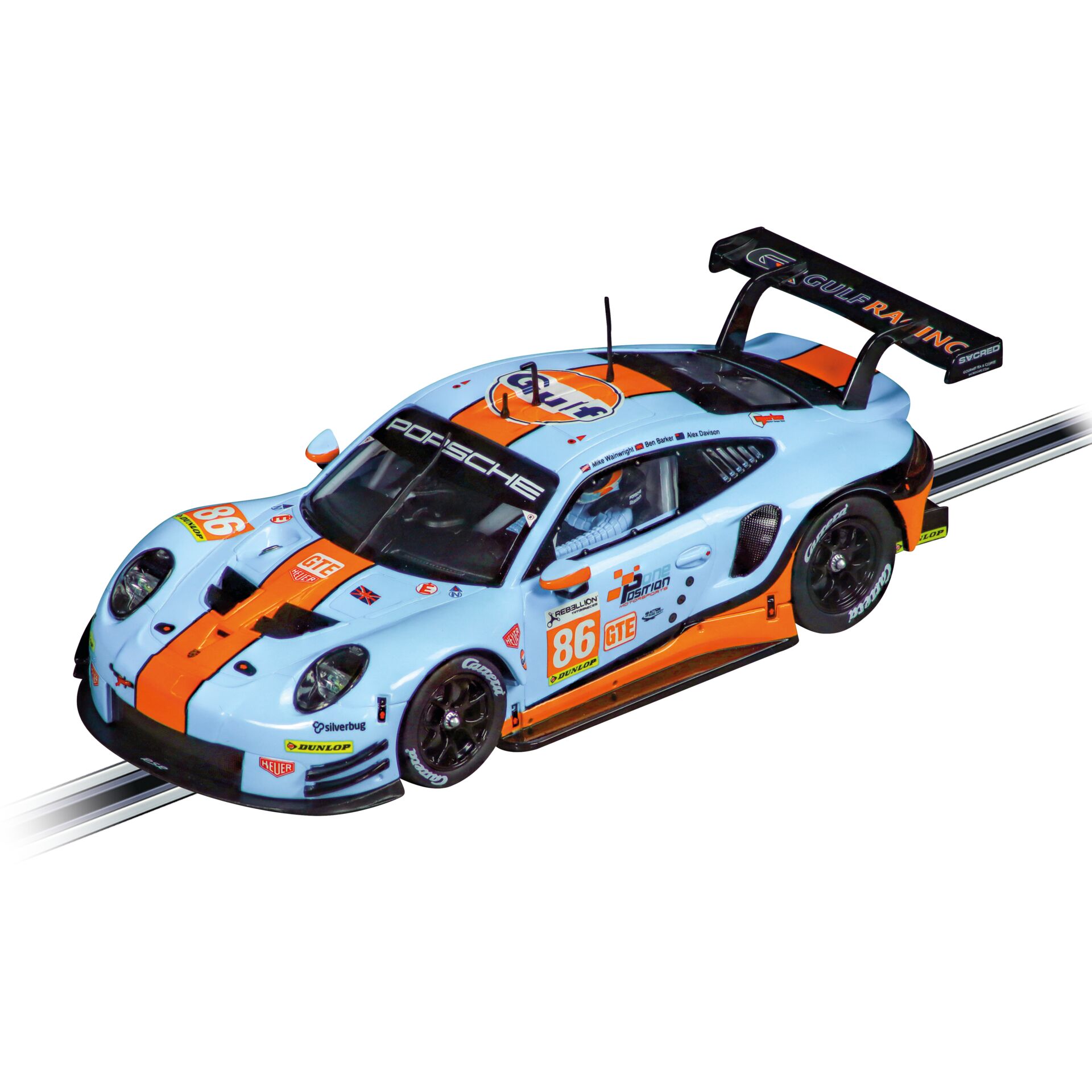 Carrera Digital 132 Auto - Porsche 911 RSR Gulf Racing, Mike Wainwright, No.86, Silverstone 2018