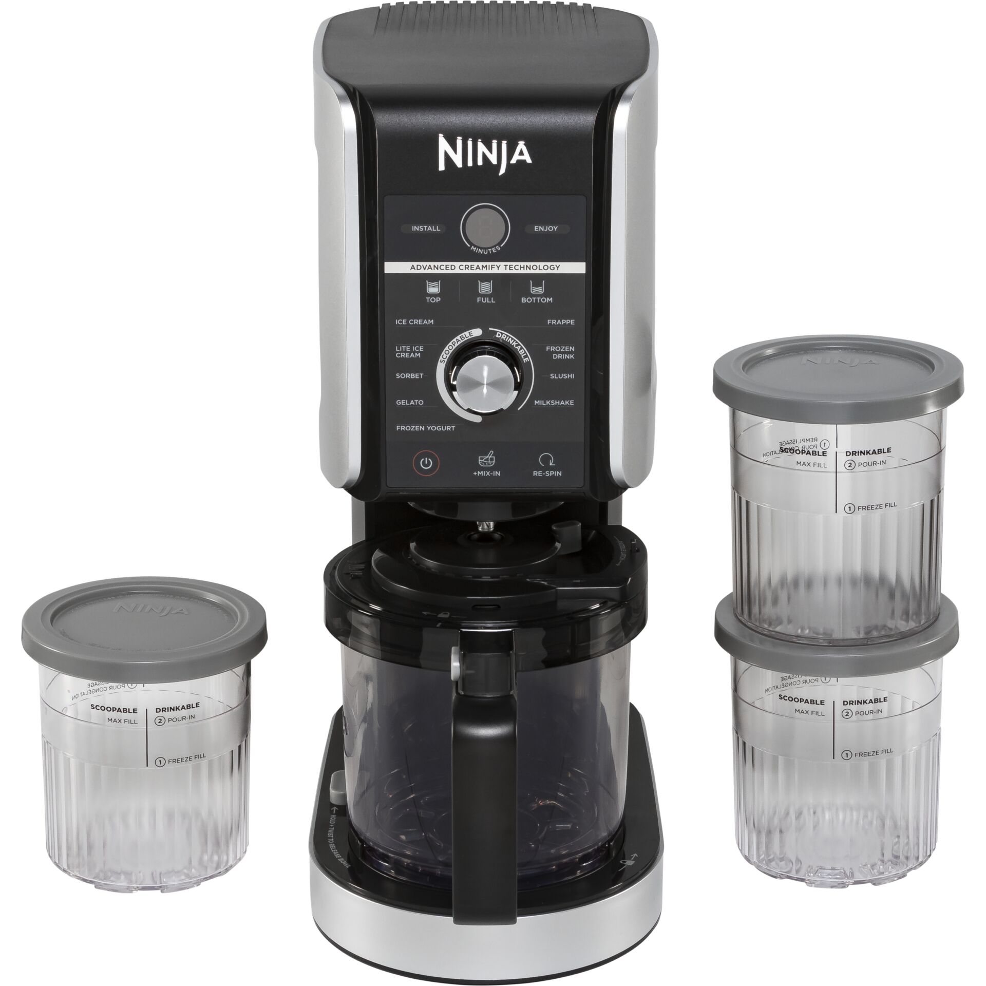 Ninja CREAMi Deluxe Eis-Shaker 2,1 l 800 W Schwarz, Grau