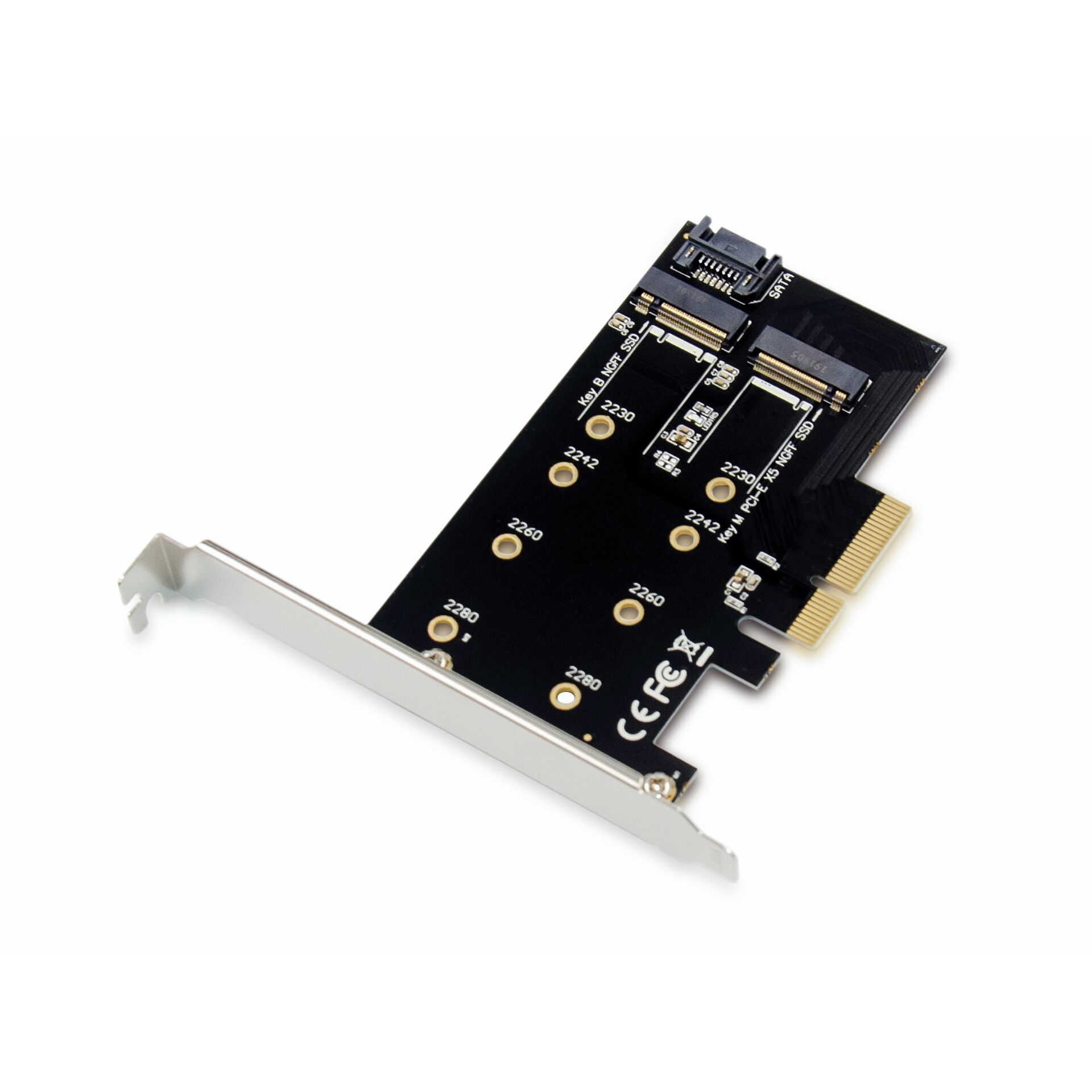 Conceptronic PCIe 3.0 x4 -> 1x M.2 Key B-M-Key, 1x M.2 Key M NVMe, 1x SATA