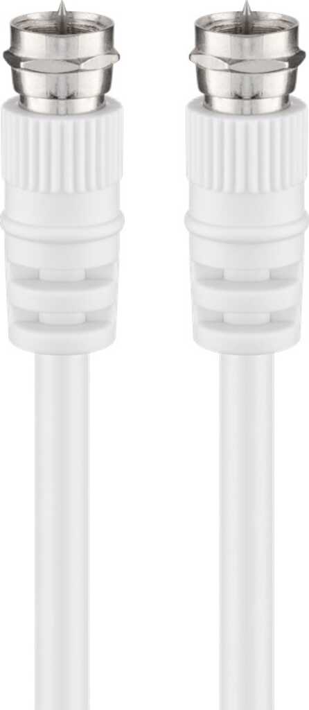 Goobay SAT-Antennenkabel (<70 dB), doppelt geschirmt, F-Stecker > F-Stecker, CCS, PVC-5 mm, 10 m, weiß