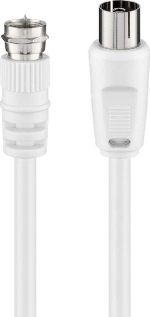 Goobay SAT-/Antennen-Adapterkabel (<70 dB), doppelt geschirmt, F-Stecker > Koax-Buchse, CCS, PVC-5 mm, 5 m, weiß