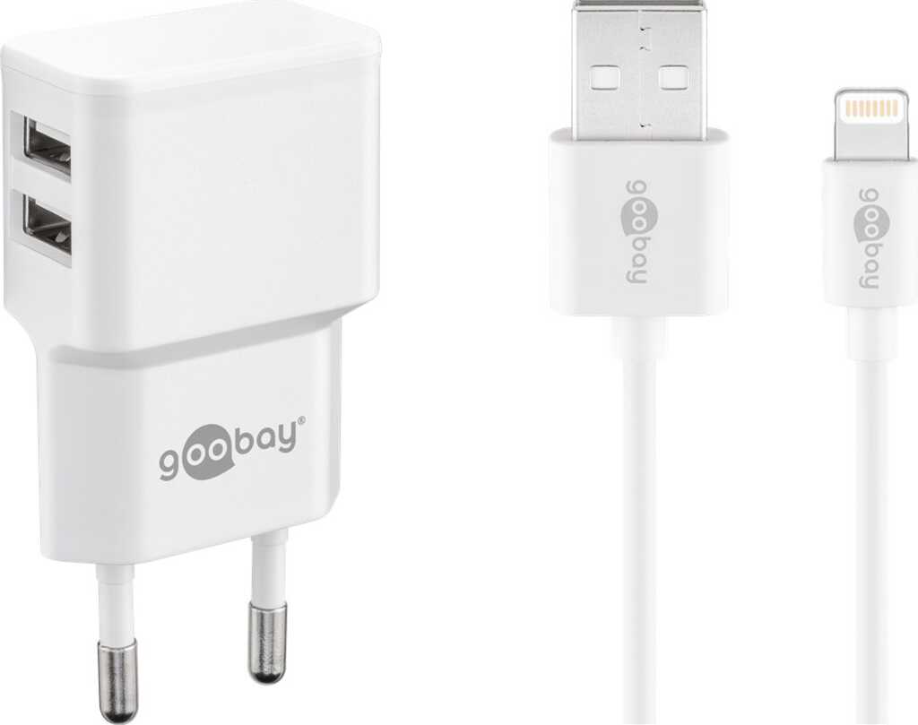 goobay Apple Lightning Dual Ladeset 2,4 A weiss 