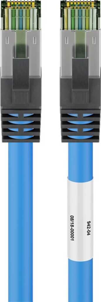 0.25m RJ45 Patchkabel S/FTP (PIMF) Cat.8.1 blau goobay, LSZH halogenfrei, Kupfer AWG 24