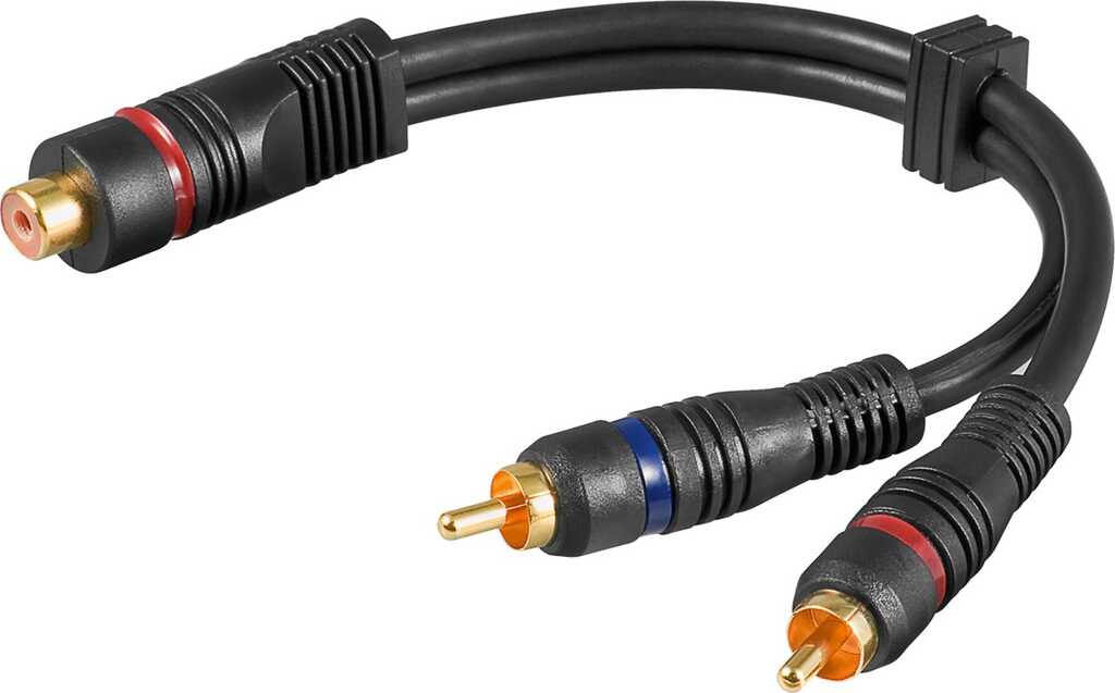 0,2m Audio Y Adapterkabel, 1x Cinch-Stecker zu Stereo Buchse