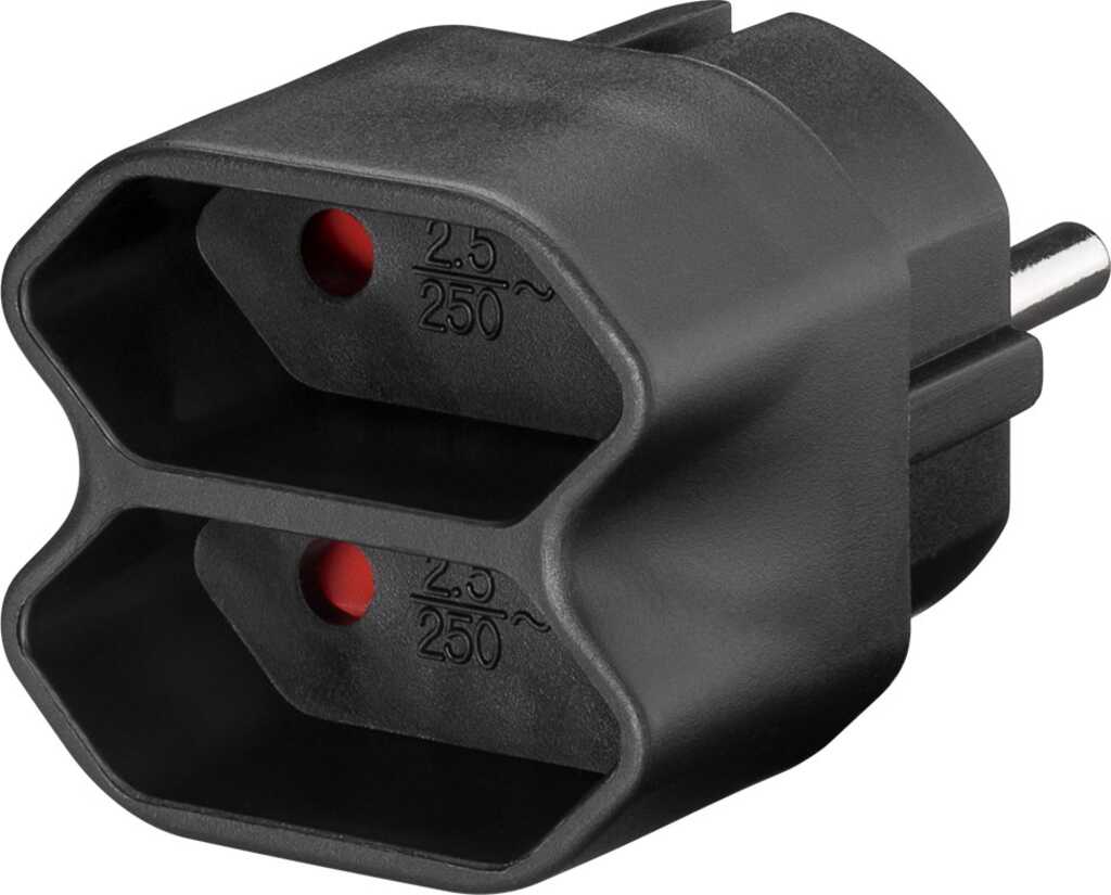 2er goobay Steckdosenadapter 1x Typ F -> 2x Euro, schwarz 