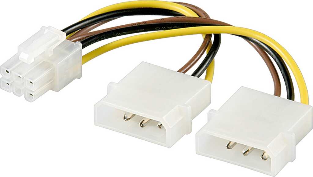 0,14m internes Stromkabel 2x 5,25 Stecker > PCI Express 6Pin 