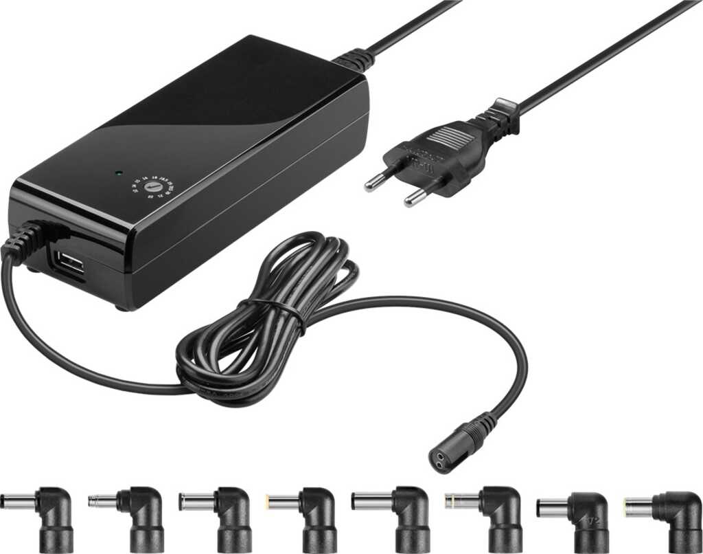 90W goobay Notebook-Netzteil 12-22 V bis max. 4,0A + USB 2.0 