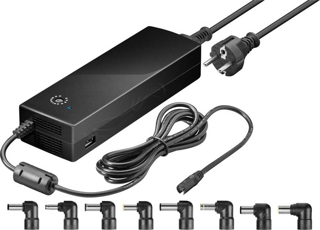 134,5W Notebook-Universalnetzteil, goobay, inkl. 1x USB- und 8x DC-Adapter; 12V-24V bis max. 8,5A