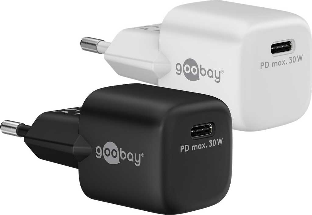 Goobay USB-C PD GaN Schnellladegerät Nano (30 W) weiß 1x USB-C-Anschluss (Power Delivery)