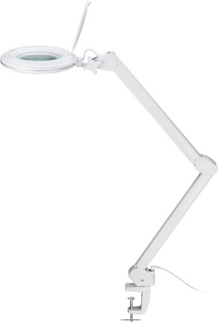 Goobay LED-Klemm-Lupenleuchte, 10 W, weiß 800 lm, Helligkeit & Lichtfarbe einstellbar, 127 mm Glaslinse,