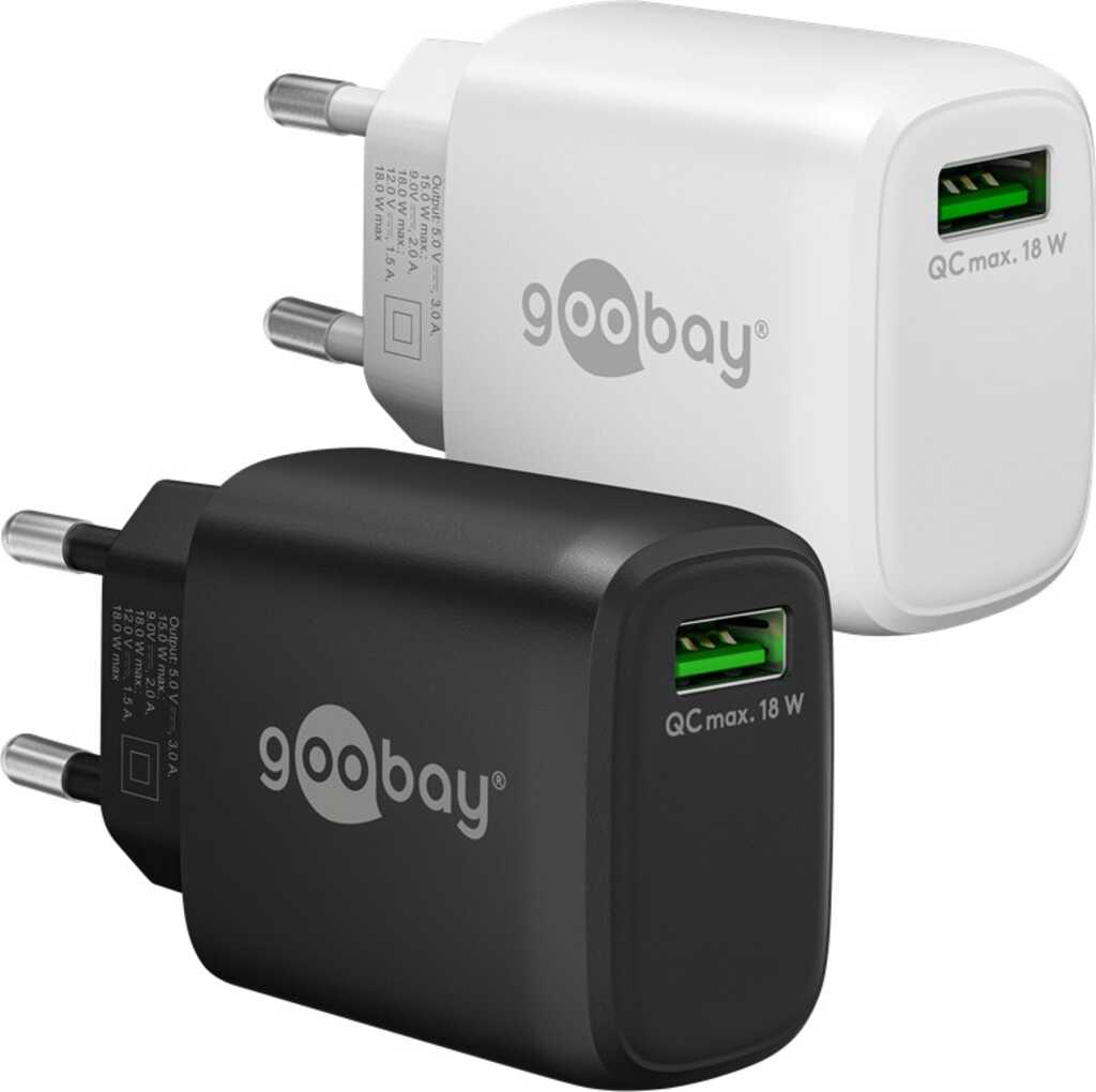 Goobay USB-A QC Schnellladegerät (18 W) schwarz 1x USB-A-Anschluss (Quick Charge 3.0)