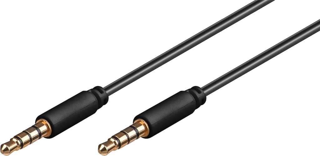 1m Audio Verbindungskabel AUX; 3,5 mm stereo 4-pol.; slim, goobay