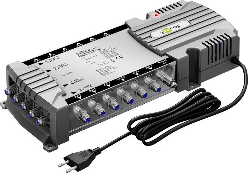 Goobay Sat-Multischalter 5 Eingänge/12 Ausgänge Verteiler für max. 12 Teilnehmer von einem Satelliten