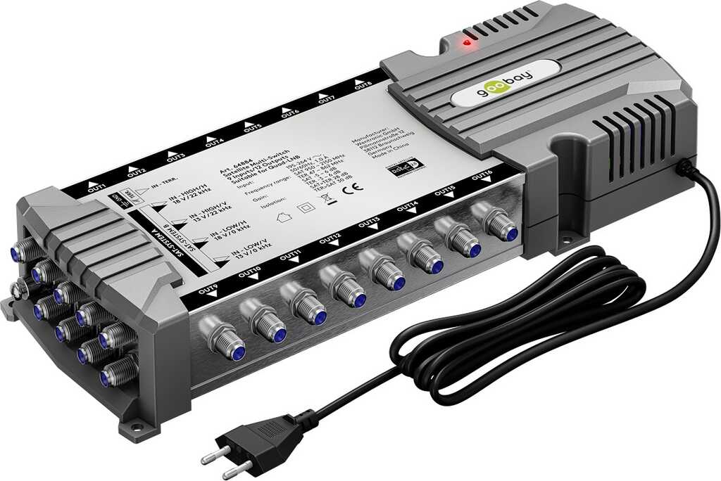 Goobay Sat-Multischalter 9 Eingänge/16 Ausgänge Verteiler für max. 16 Teilnehmer von zwei Satelliten