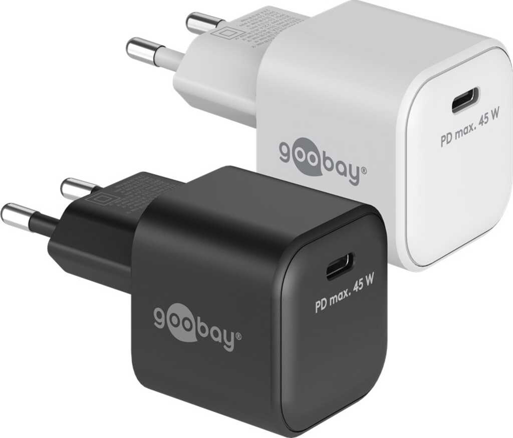 Goobay USB-C PD GaN Schnellladegerät Nano (45 W) schwarz 1x USB-C-Anschluss (Power Delivery)