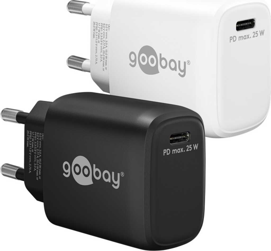 goobay USB-C PD Schnellladegerät (25 W) schwarz; 1x USB-C 