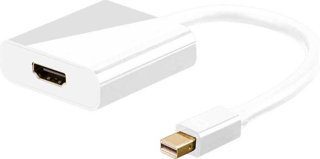 0,1m Adapterkabel Mini DisplayPort 1.2 zu HDMI stecker/ buchse weiss goobay