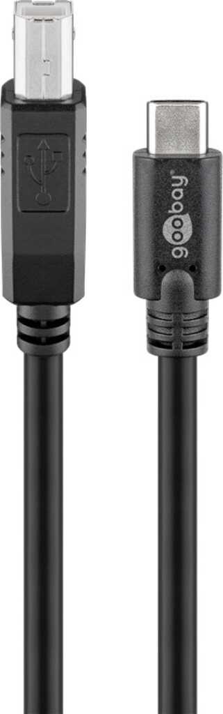 1m USB 2.0-Kabel, Typ-C auf Typ-B stecker/ stecker (0.48 Gbit/s) goobay, schwarz