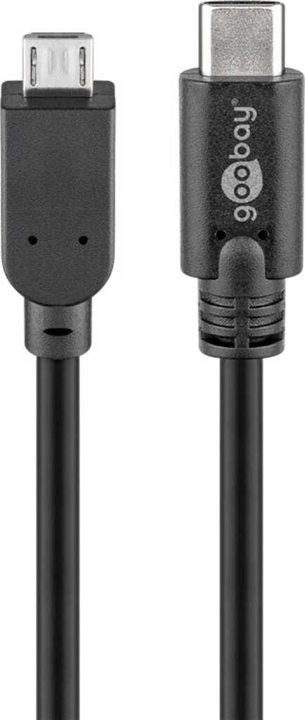 0,6m USB 2.0-Kabel, Typ-C auf Typ-B-Micro stecker/ stecker (0,48 Gbit/s/ 2,5 W) goobay, schwarz