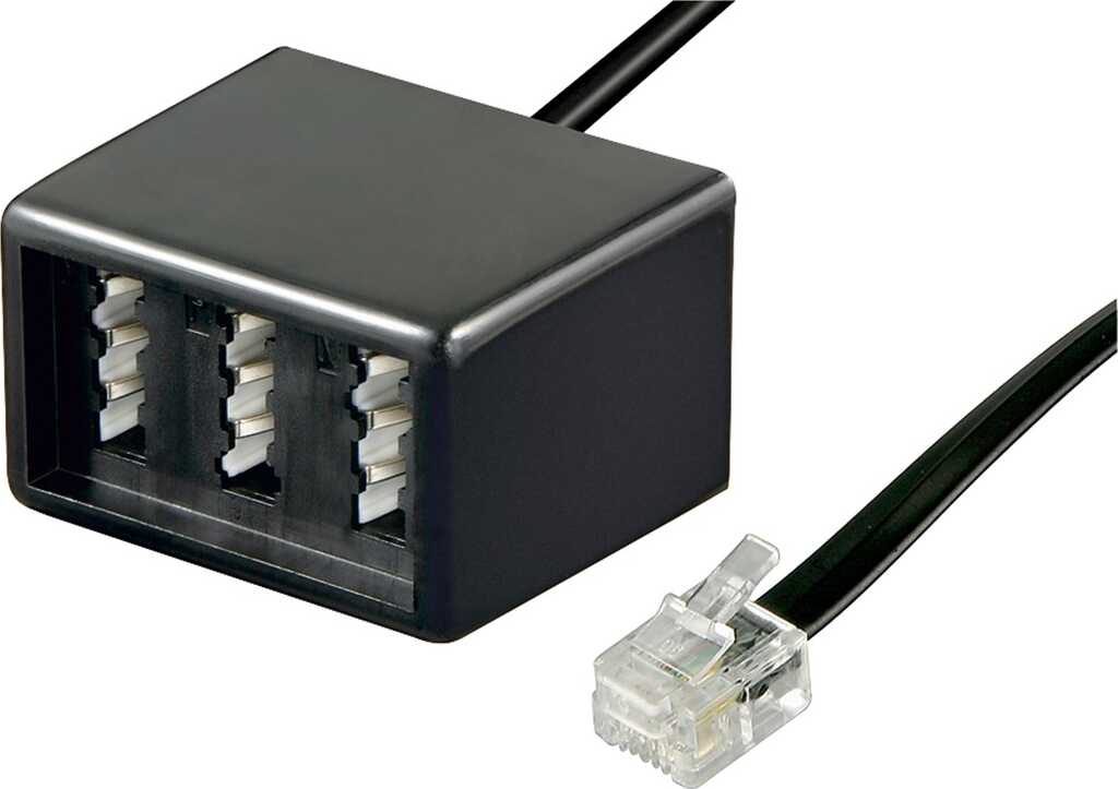 TAE Adapter 3x TAE N/F/F- Buchse > RJ11/RJ14-Stecker (6P4C) 