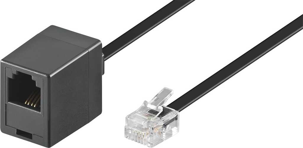 3m goobay Modularverlängerungskabel, RJ11/RJ14 Stecker > RJ11 Buchse, schwarz