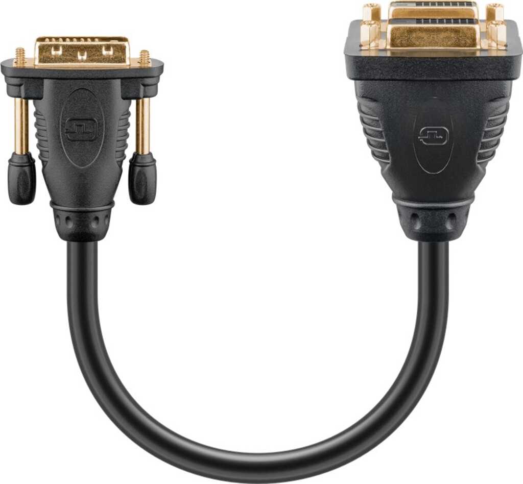 0,1m DVI Adapterkabel, DVI-D-Stecker Dual-Link (24+1 pin) > 2x DVI-D-Buchse Dual-Link (24+1 Pin)