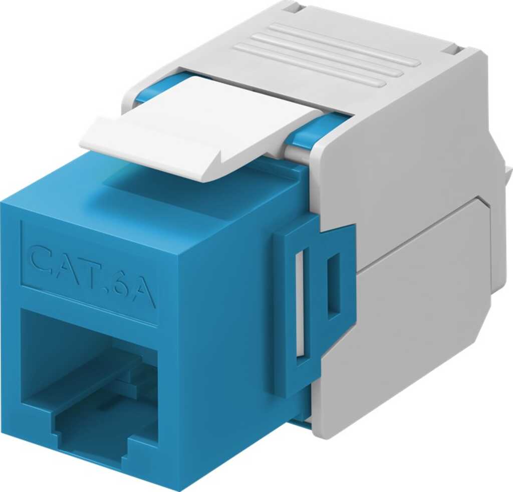 goobay Keystone Modul blau RJ45 CAT 6a, UTP RJ45-Buchse, Klemmleiste für LSA Montage