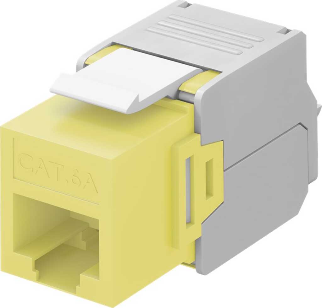 goobay Keystone Modul gelb RJ45 CAT 6a, UTP RJ45-Buchse, Klemmleiste für LSA Montage