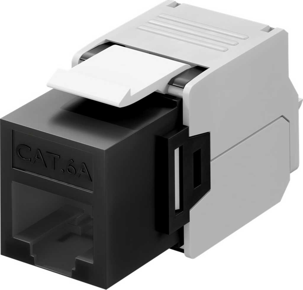 goobay Keystone Modul schwarz RJ45 CAT 6a, UTP RJ45-Buchse, Klemmleiste für LSA Montage