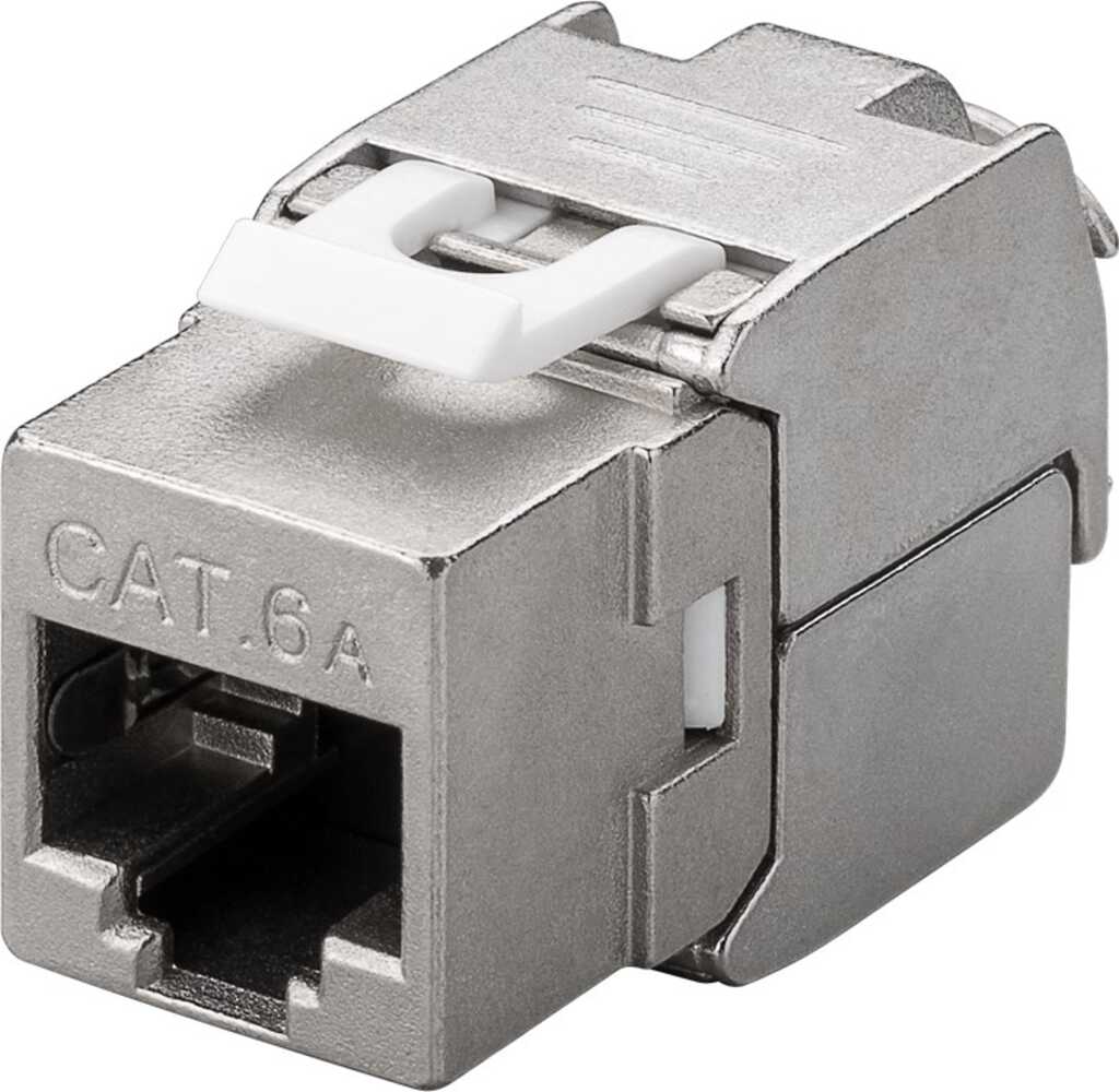 goobay Keystone Modul RJ45 CAT 6a, STP, Krokodil-Typ, RJ45-Buchse, Klemmleiste für LSA Montage