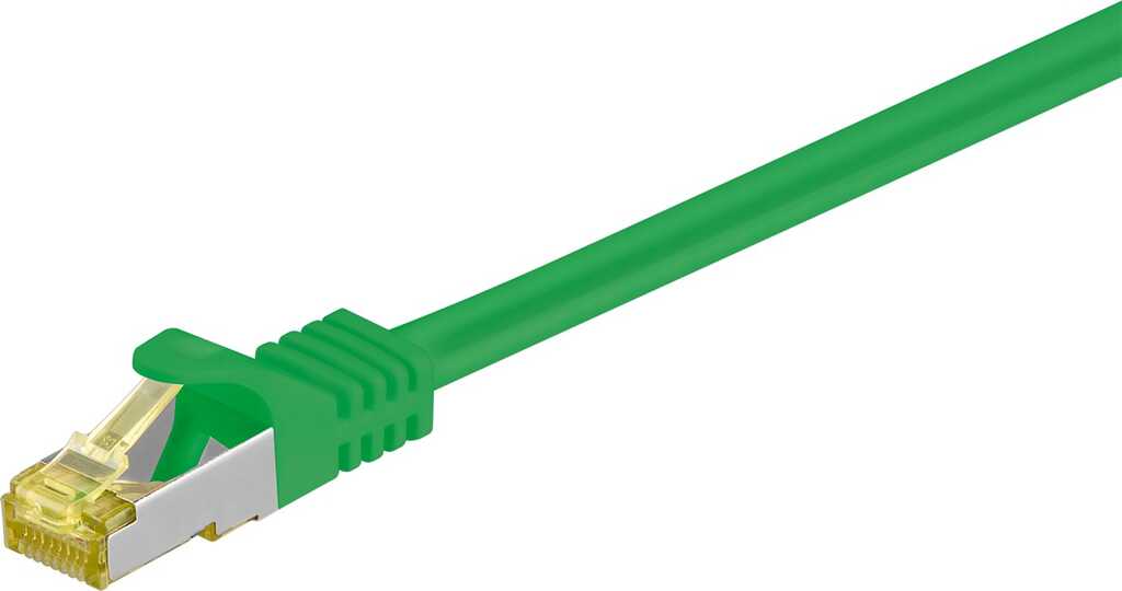 0,25m RJ45 Patchkabel S/FTP (PIMF) mit CAT 7 Rohkabel grün goobay, CAT 6A Stecker