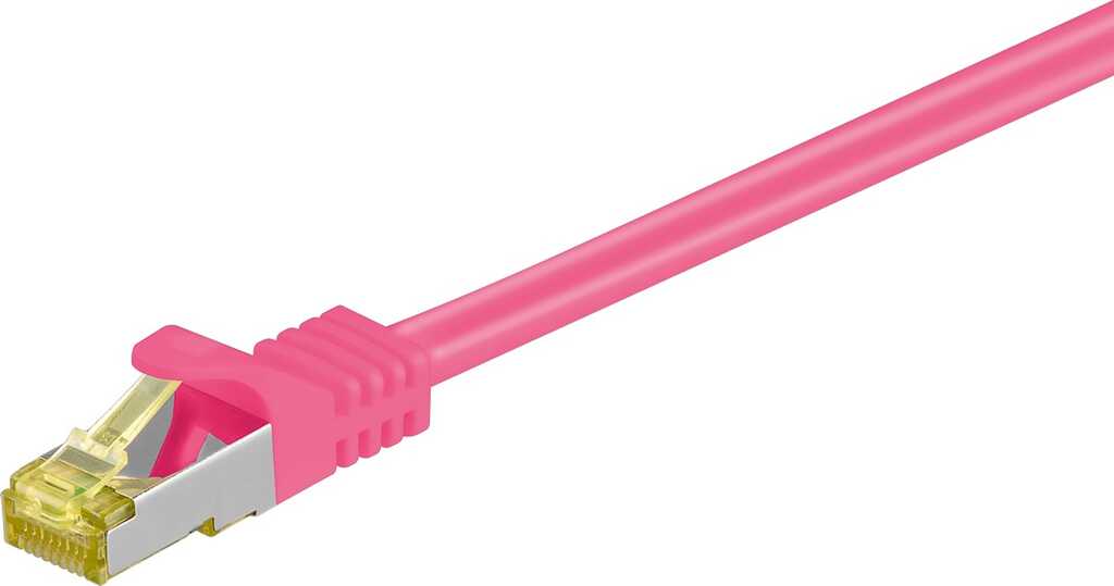 3m RJ45 Patchkabel S/FTP (PIMF) mit CAT 7 Rohkabel magenta goobay, CAT 6A Stecker