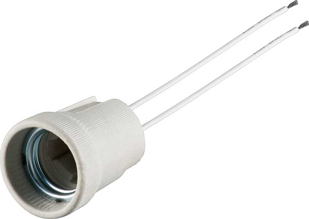 0,15m E27 Lampenfassung mit Zwillingslitze max. 100 W/250 Kabel, Keramik