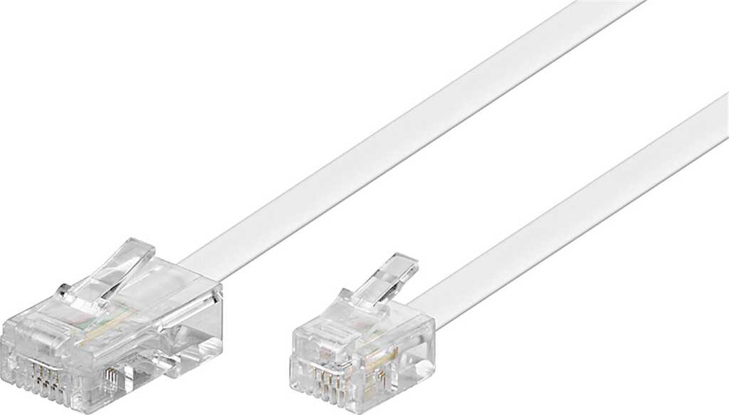 10.0m goobay Modularanschlusskabel, RJ45 Stecker > RJ11/RJ14 Stecker, weiß