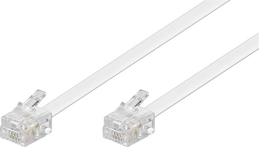 15.0m goobay Modularanschlusskabel, RJ11/RJ14 Stecker > RJ11/RJ14 Stecker, weiß