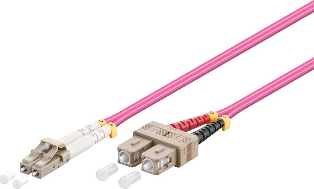 0,5m LWL Patchkabel LC-Stecker -> SC-Stecker, OM4 violett 