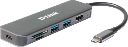 D-Link DUB-2327 laptop-dockingstation & portreplikator Kabelgebunden USB Typ-C Grau