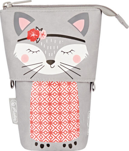 Herlitz Kitty Weiches Federmäppchen Polyester Grau, Pink, Weiß