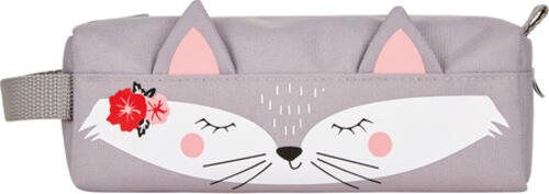 Herlitz Quattro Kitty Weiches Federmäppchen Polyester Grau, Pink, Weiß