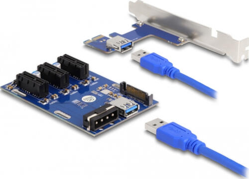 DeLOCK Riser Karte PCI Express x1 zu 3 x PCIe x1 mit 50 cm USB Kabel