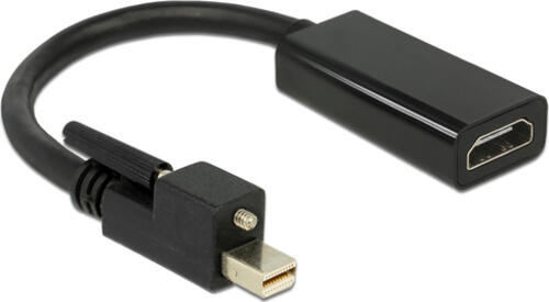 DeLOCK Adapter mini DisplayPort 1.2 Stecker mit Schraube > HDMI Buchse 4K Aktiv schwarz