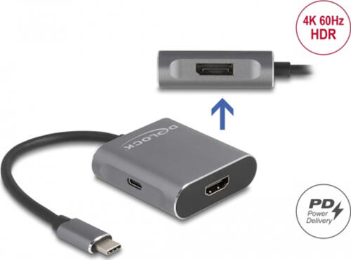 DeLOCK USB Type-C Splitter (DP Alt Mode) zu 1 x HDMI + 1 x DisplayPort MST mit USB Type-C PD