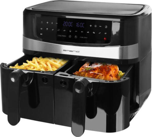 Emerio AF-126672.4 Fritteuse Doppel 9 l Eigenständig 2400 W Heißluftfritteuse Schwarz