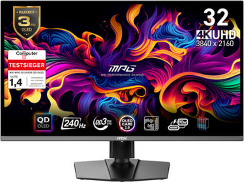 MSI MPG 321URXDE QD-OLED Computerbildschirm 80 cm (31.5) 3840 x 2160 Pixel 4K Ultra HD QDOLED Schwarz