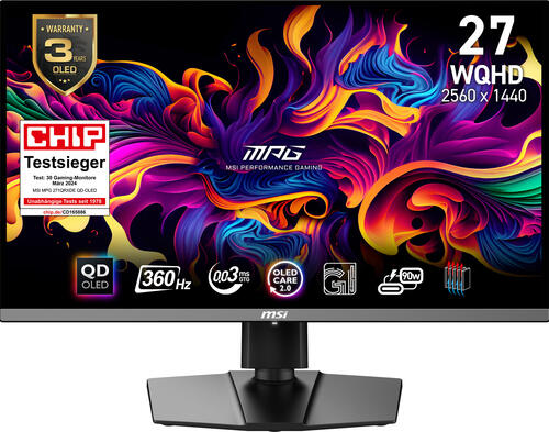 MSI MPG 271QRXDE QD-OLED Computerbildschirm 67,3 cm (26.5) 2560 x 1440 Pixel Wide Quad HD QDOLED Schwarz